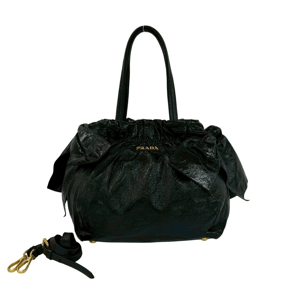 PRADA Black Leather Shoulder Bag